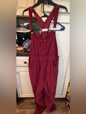 We The Free Burgundy Corduroy Overalls Jumpsuit